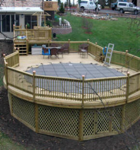 deck pool ground above decks build pools around under cost