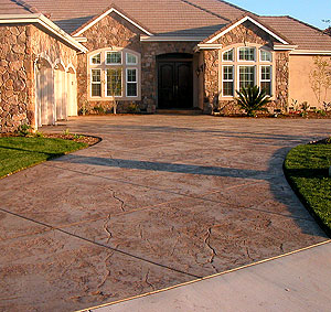 concrete driveway curved stamping stamped stone curves stained driveways cement overlay straight talk garage cost patios near naturally arches blends